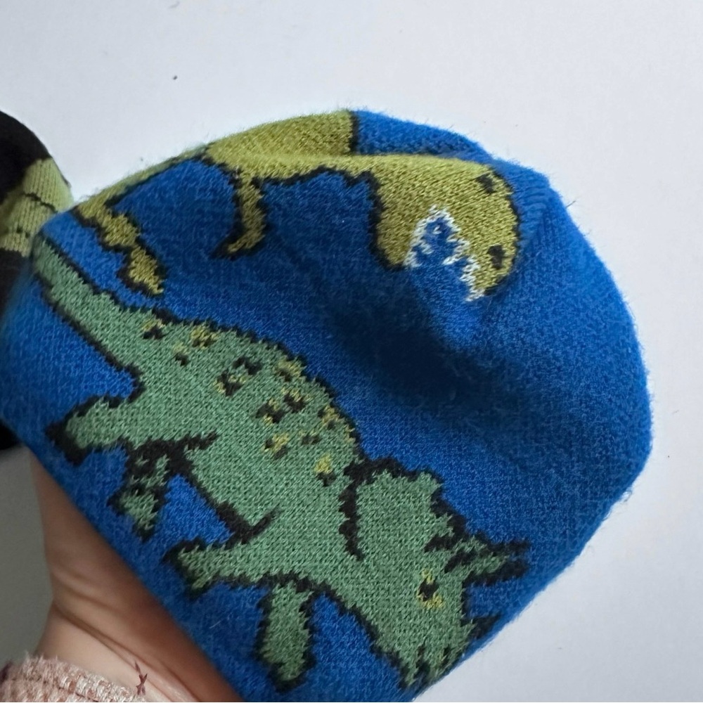 Playful Dinosaur Knit Hat for Kids - Blue and Green